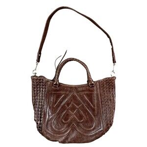 Elliott Lucca Handbag Brown Leather Hobo Purse w Removable Shoulder Strap
